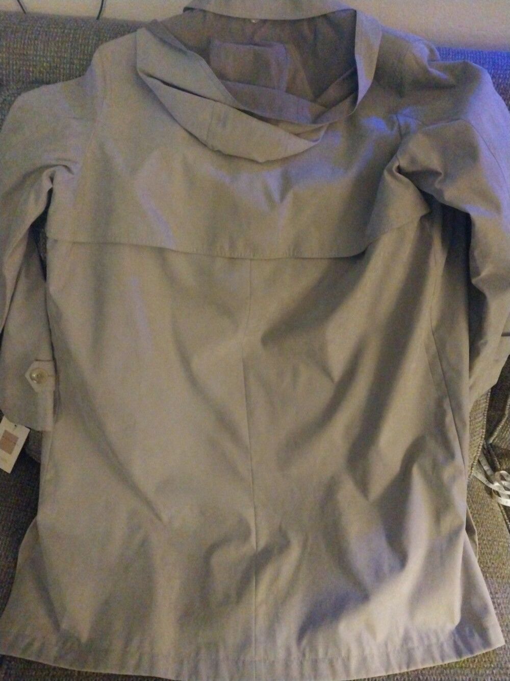 Gallery Womens Size 2X Beige Belted Trench Coat Rain Jacket Hooded Plus - Picture 12 of 15